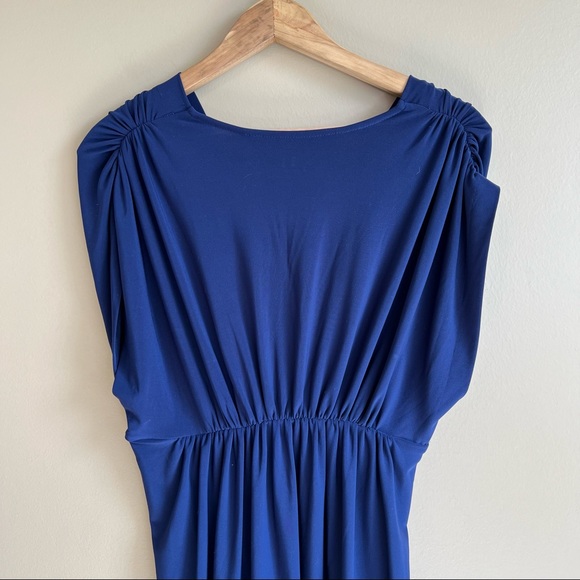 NORMA KAMALI Navy V-Neck Ruched Dress Size Large MSRP $120 - Picture 5 of 7